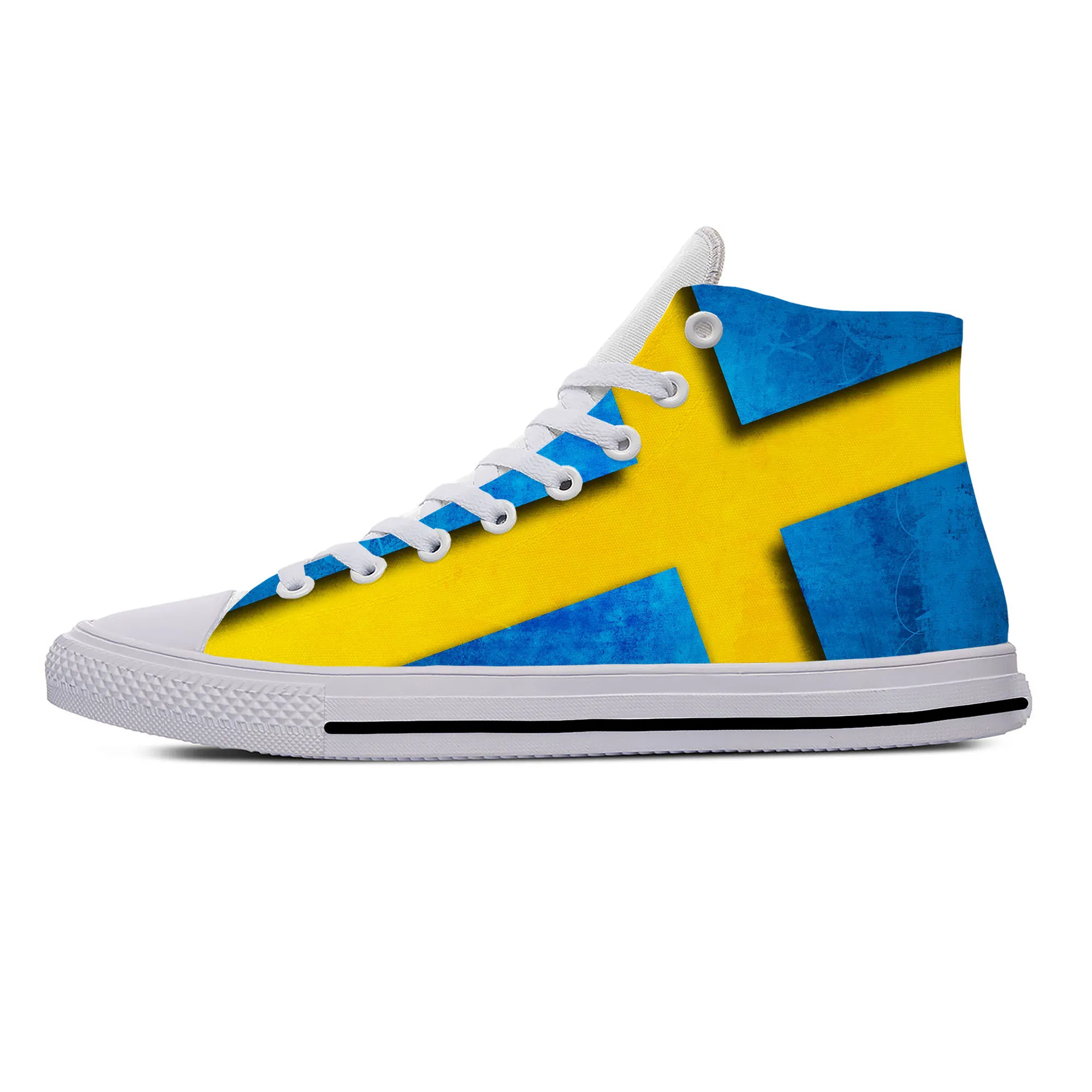 Гореща Швеция Шведски Флаг Патриотическая Готина Забавна Модни Ежедневни Обувки Са С Високо Берцем Лека Обувки За Дъски Дишащи Мъжки И Женски Маратонки Изображение 1 