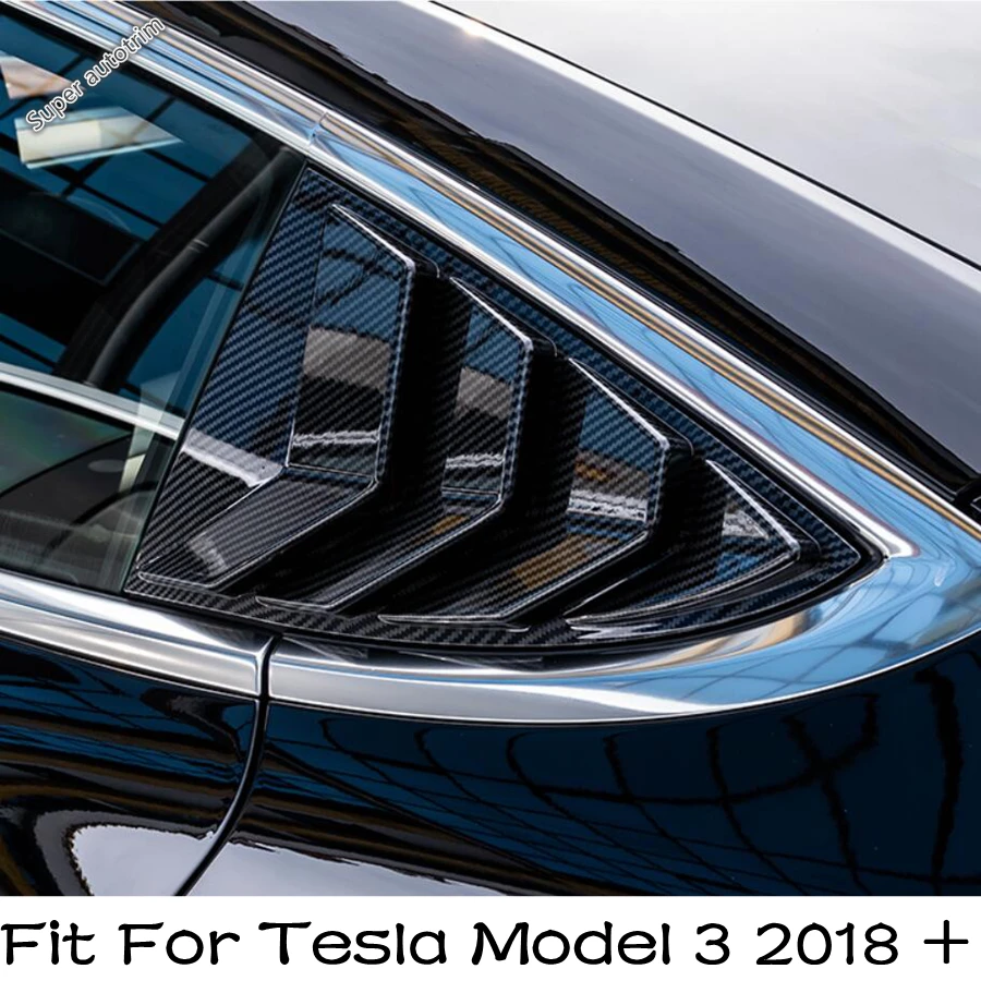 На задното стъкло Тристранни щори Щори Капак Завърши 2 бр. Подходящ е За Tesla, Модел 3 2018-2021 карбон/Черна Кола външния Продукт