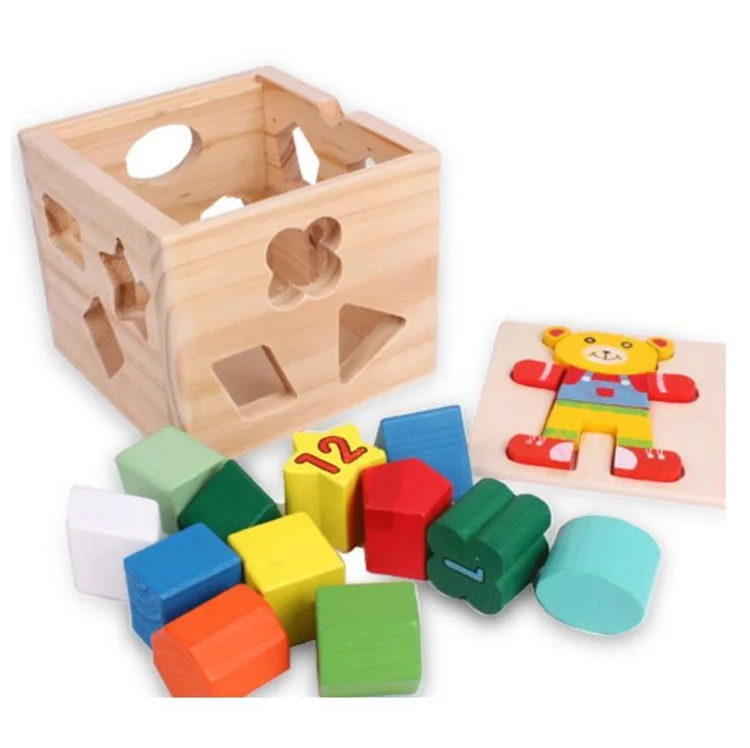 [Забавно] 13 масивни фигури във формата На Мечка Сортиране Куб Образователно Разбиране на цветове, форми цифрови Дървени Геометрични блокове играчки