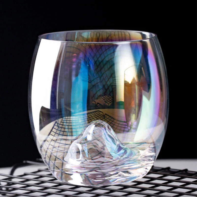 Стъклени Чаши Кафе, Чаша Цветна Каплевидная Кристален Винена Чаша Стъклена Айсберг Отразяваща Дъгова Самоличността На Домашен Японски